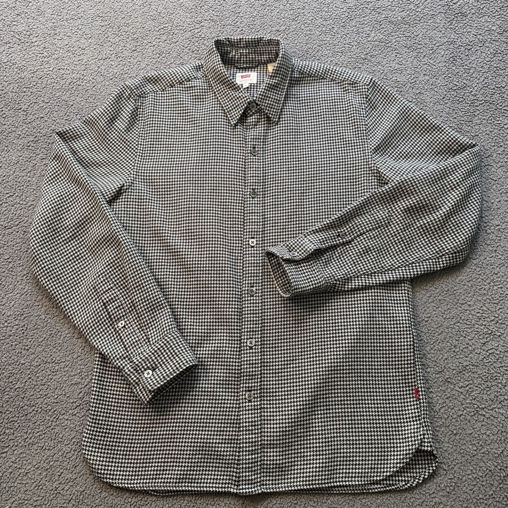 Levi's Houndstooth Thick Long Sleeve Button Up Shirt Pearl Buttons Men's Medium